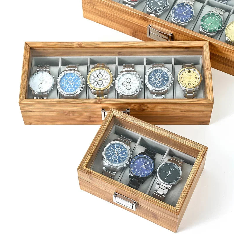 3,6,10, and 12 Bamboo Artisan Watch Boxes