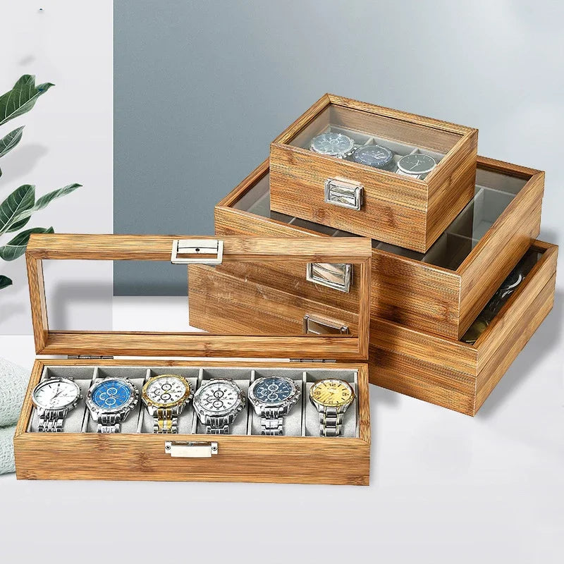 3,6,10, and 12 Bamboo Artisan Watch Boxes