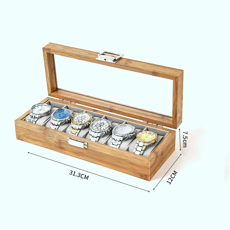 3,6,10, and 12 Bamboo Artisan Watch Boxes
